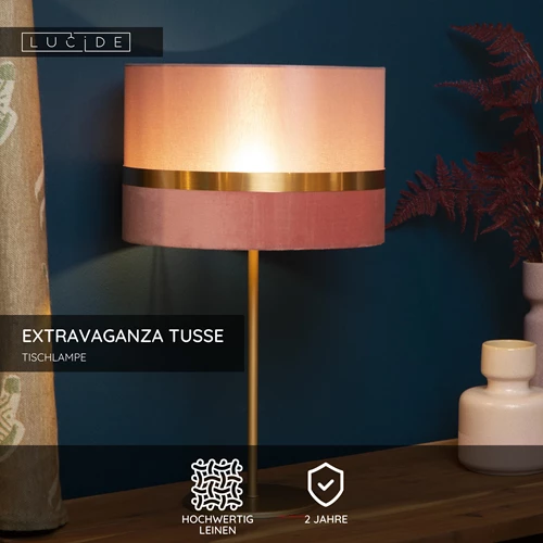 Lucide EXTRAVAGANZA TUSSE - Tischlampe - Ø 30 cm - 1xE14 - Rosa - USP